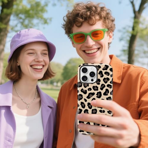 Image of Magnetic for iPhone 16 Pro Case for Women Men, Brown Leopard | Cool Cheetah Pattern Design [Compatible with MagSafe] 2-Layer Hybrid Shockproof Glossy Protective Cover