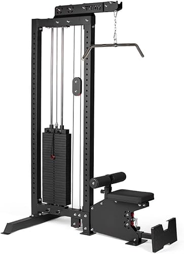 Titan Fitness - Máquina de torre LAT selectorizada, máquina de gimnasio LAT y fila baja, pila de peso de 300 libras con pasadores, almohadilla y