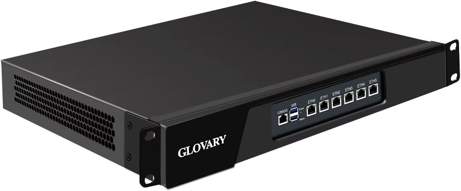 1U N100 Firewall Hardware, 6 x i226V 2.5GbE LAN Router PC, DDR5 8GB RAM 128GB SSD, 19 inch Network Rackmount Appliance, AES-NI, OPNsense, 2USB3.0, HD + VGA Dual Display, Console