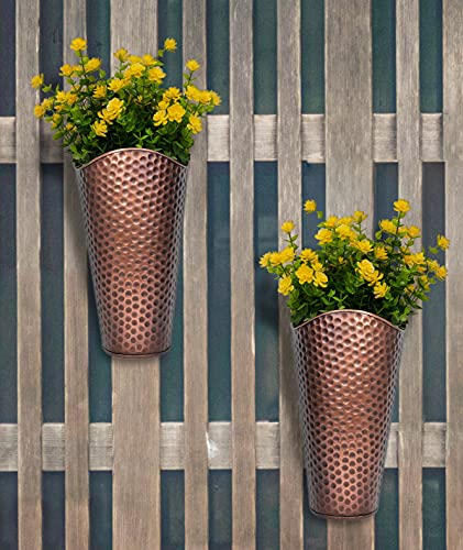 Monarch Abode 20611 Copper Finish Hand Hammered Metal Wall Planter #TOP2
