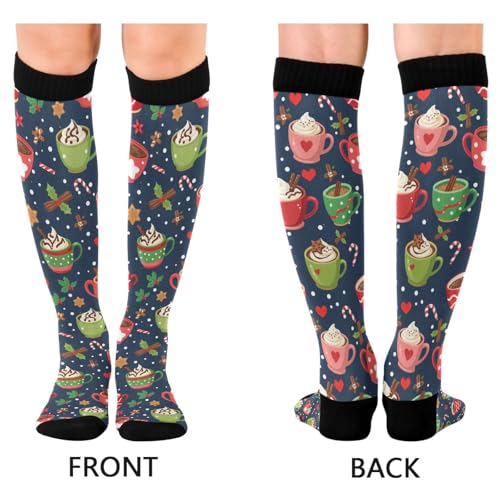 Image of Pigsaly Red White Polka Dot Womens Compression Socks Athletic Tube Sock Knee High Socks Outdoor Sport Socks