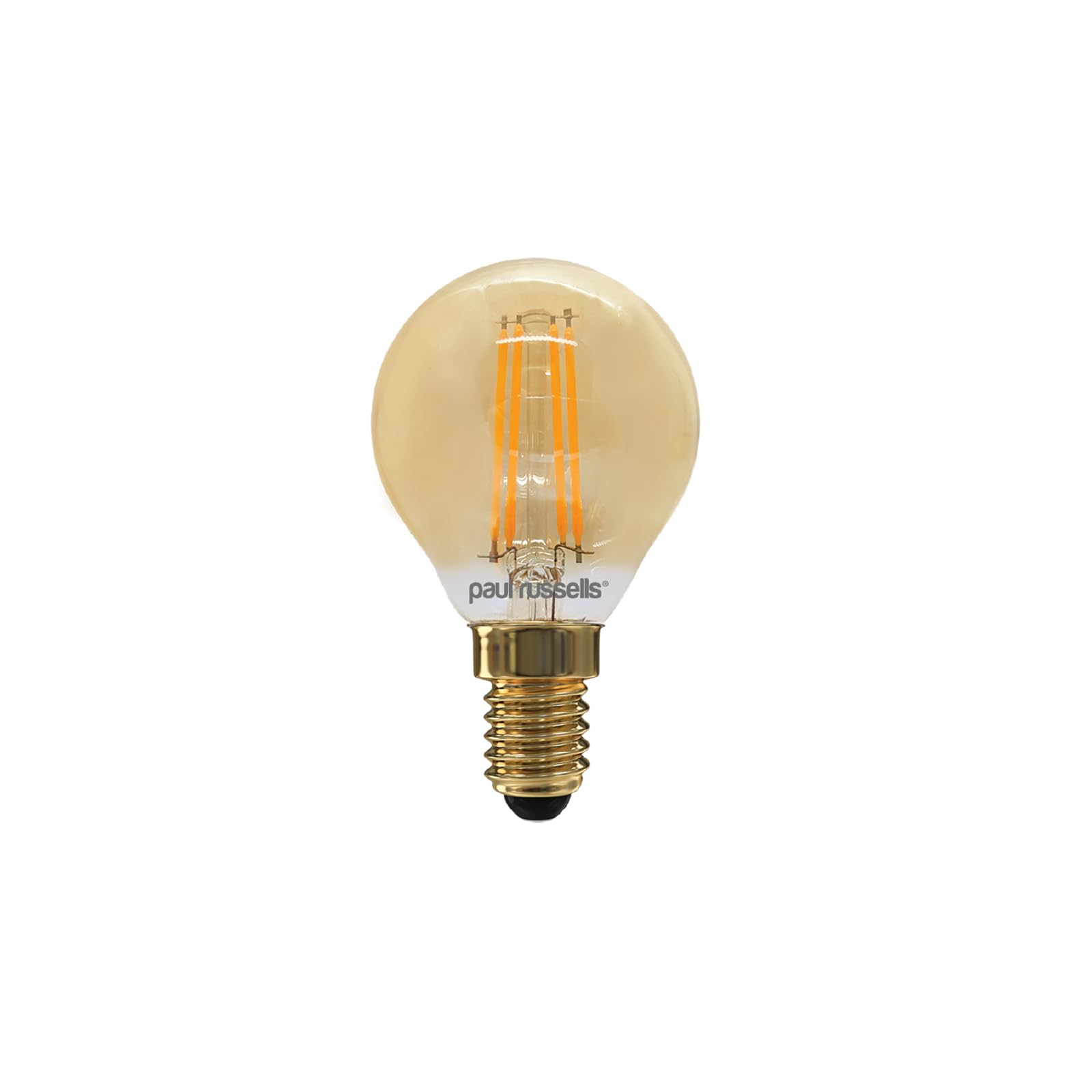 paul russells LED Filament Golf Ball Light SES Small Edison Screw E14 Fitting, 35w Equivalent, 4.5Watt G45 400LM LED Bulbs, 2200K Extra Warm White Lamp, Energy Saving Chandelier Lightbulbs, Pack of 1