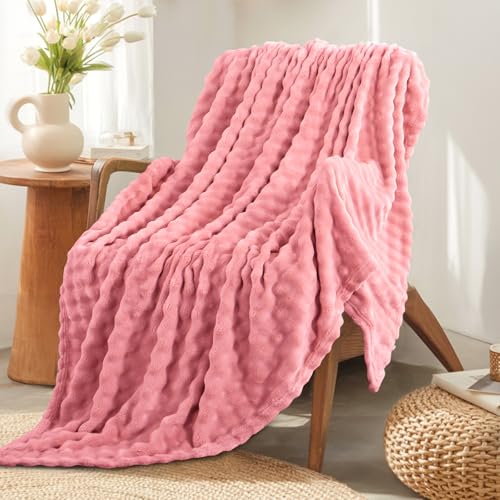 RUIKASI Bubble Decke Kuscheldecke Flauschig Rosa - 220x240cm XXL Sofadecke & Couchdecke aus Plüsch… – Ansicht 2