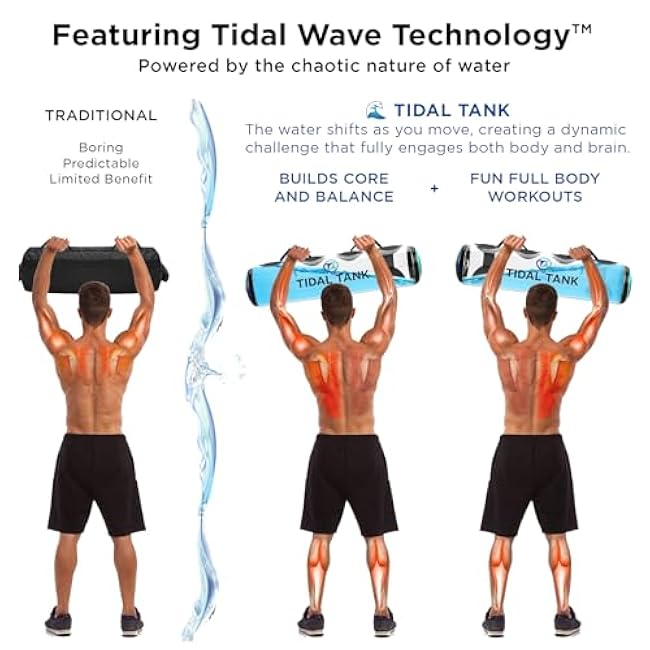 Tube - The Original Aqua Bag - Water Weight Bag up to 79 lbs - Adjustable Workout Sand Bags Weights Alternative - Portable Sandbag Fitness Equipment Set, Home Exercise Gym - Including App