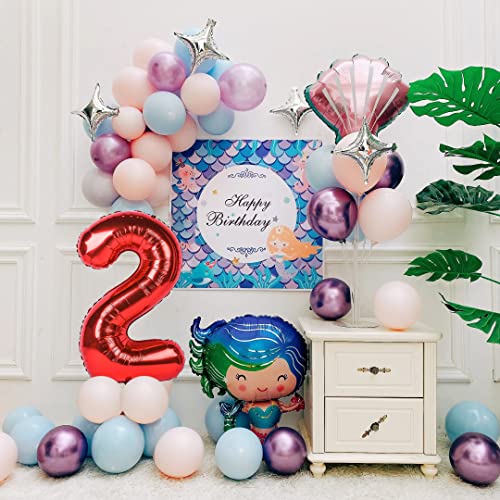 Image of 40 inch Number Balloon 0-9 Red Large Number 2 Balloons,Digital Balloons for Birthday Party Celebration Decorations Supplies, Helium Foil Number Balloons for Wedding Anniversary