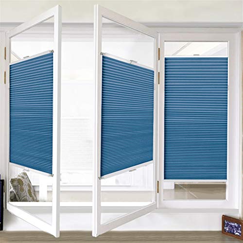 Liveinu Estor Plisado Persianas Plisadas Instalación Rápida y Luz Filtrado Translúcido Persianas Rollo Cortina Plisada para Ventanas 65x120cm Azul(Luz Filtrado Version)