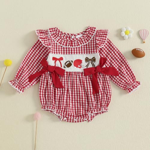 Thanksgiving Baby Girl Outfit Infant Plaid Bubble Romper Onesie Newborn Croissant Bodysuit Fall Winter Clothes3