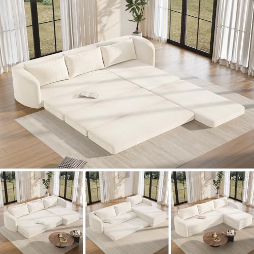 Image of Vesgantti 6 in 1 Convertible Folding Sleeper Sofa Bed, No Assembly, Beige