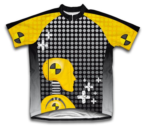 ScudoPro Caution Crashers Short Sleeve Cycling Jersey for Youth - Size XS Yellow