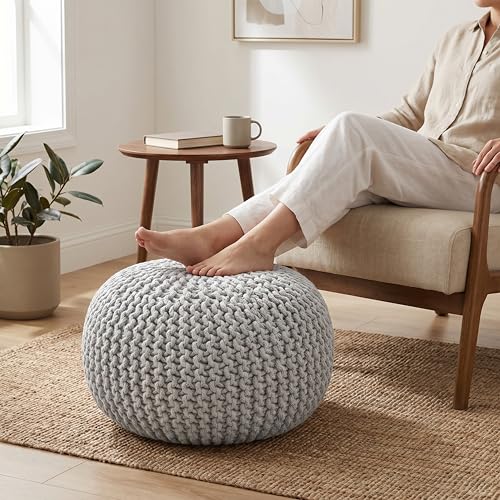 Palisa Grey Knitted Pouf