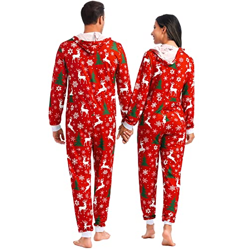 frawirshau Christmas Onesie Adult Christmas Pajamas for Family Onesies for Christmas Mens Onesie Pajamas Red 3XL3