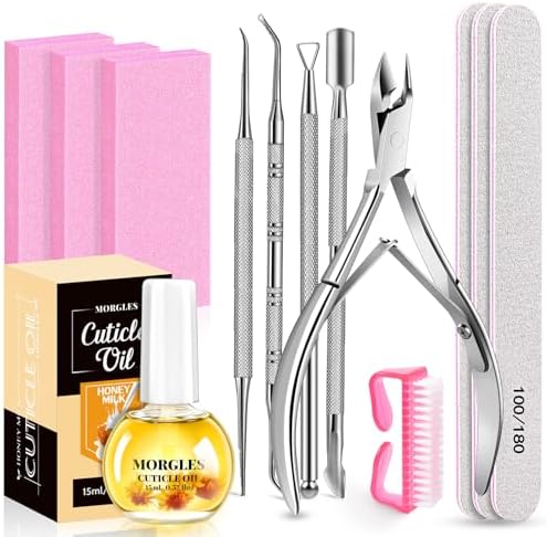 MORGLES Nail File and Buffer Blocks with Nail Care Kit, 13 Pcs Ma...