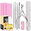 MORGLES Nail File and Buffer Blocks with Nail Care Kit, 13 Pcs Manicure Kit for Women with Milk and Honey Cuticle Oil and Cuticle Trimmer Set
