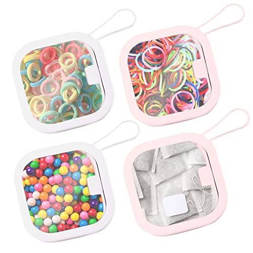 4 Pcs Hair band Organizer, Compact Travel Portable Travel Organizer for Accessories, Pills, Keys, Jewelry, Toiletries, Small Items for Home Office Outdoor(Pink and White)