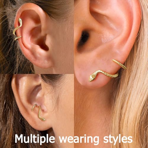 VRIUA Womens Snake Earrings - 14K Gold Plated Serpent Earrings Hypoallergenic Snake Stud Earring Everyday Trendy Jewelry2