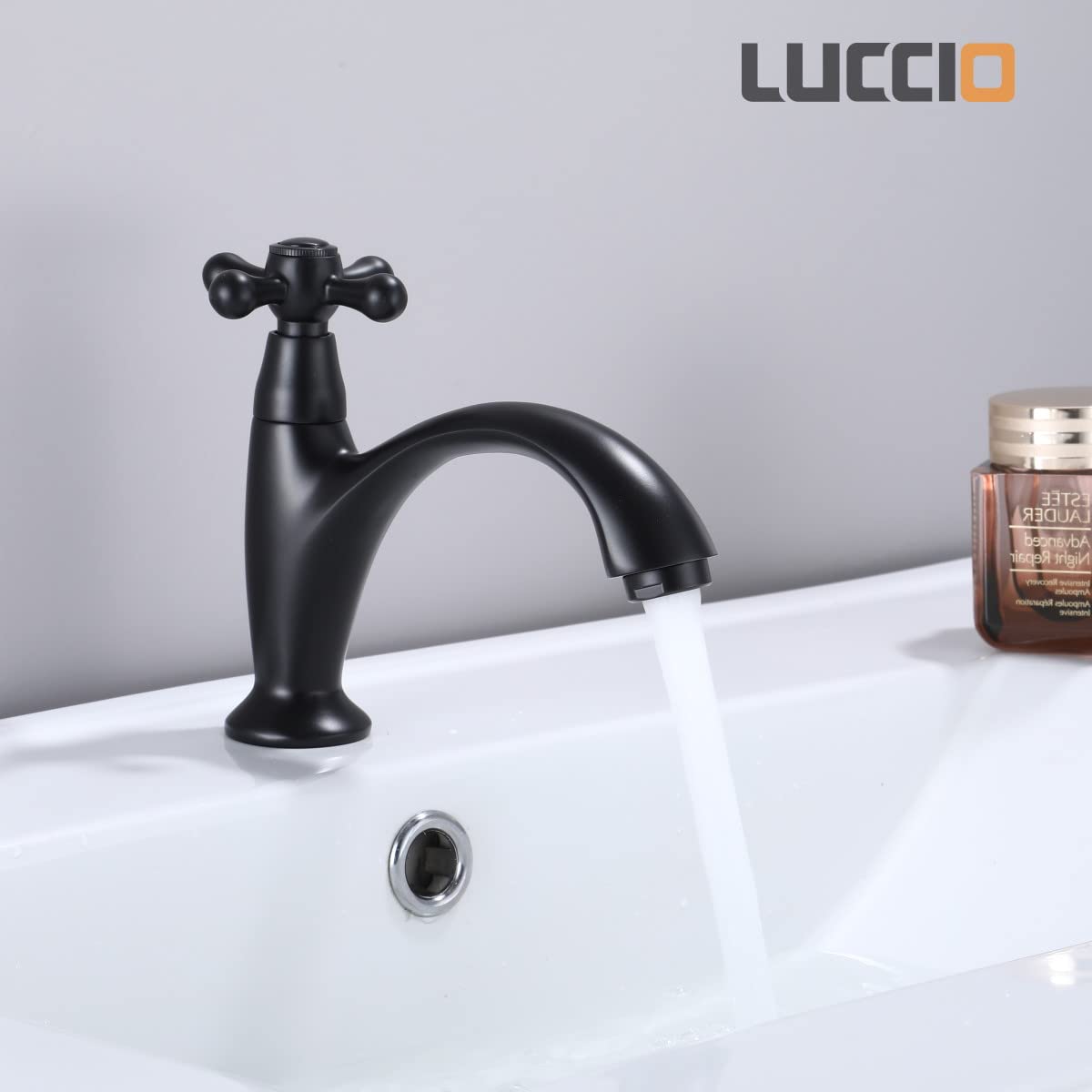 ZXC Retro Standventil, Vintage Kaltwasser Armatur, Nostalgie Wasserhahn in Schwarz Matt