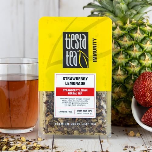 Image of Tiesta Tea - Strawberry Lemonade, Loose Leaf, Strawberry Lemon Herbal Tea, Premium Non-Caffeinated Fruit Blend, Make Hot or Iced & Brews Up to 25 Cups, 2 Ounce Resealable Pouch