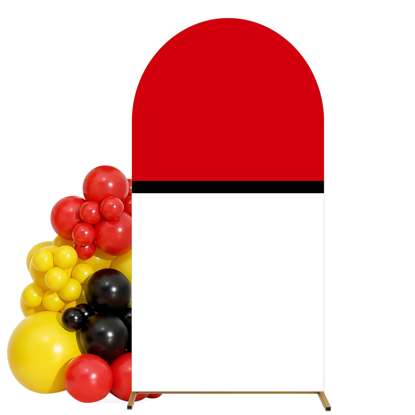 Photo 1 of 6 Ć 3.3 Ft/72 Ć 40 Inch Red Black and White Cartoon Arch Cover Spandex Fitted Fabric Round Top Stretchy Backdrop Stand Cover for Birthday Party Racing Theme Wedding Ceremony Anniversary Decorations