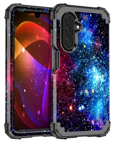 Miqala for Galaxy A17 5G Case,Glow in The Dark Three Layer Heavy Duty Shockproof Full Protection Hard Plastic Bumper+Soft Silicone Protective Case for Samsung Galaxy A17 5G 6.7 inch,Deep Blue