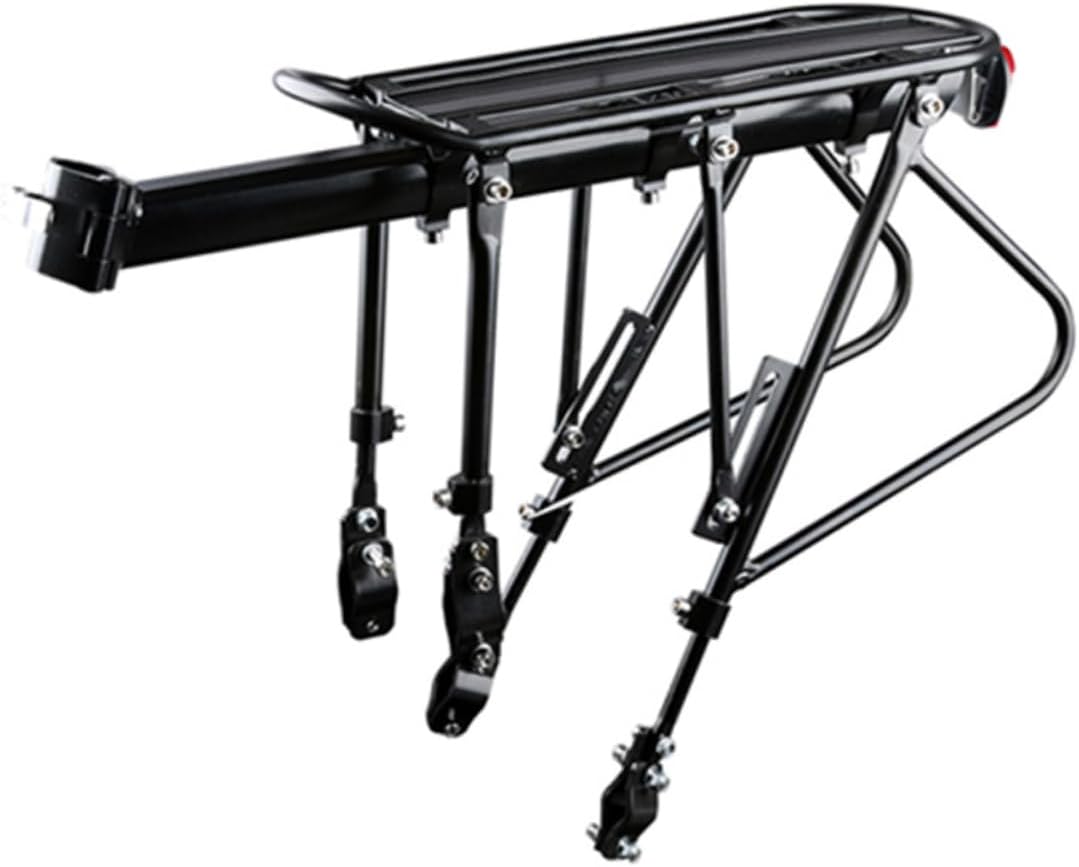 Bike Carrier Rack Aluminum Alloy Rear Pannier Luggage Carrier Quick Release Mount for Road Mountain Bikes Solid Lightweight Easy to Install Rear Cargo Rack for Cycling Black