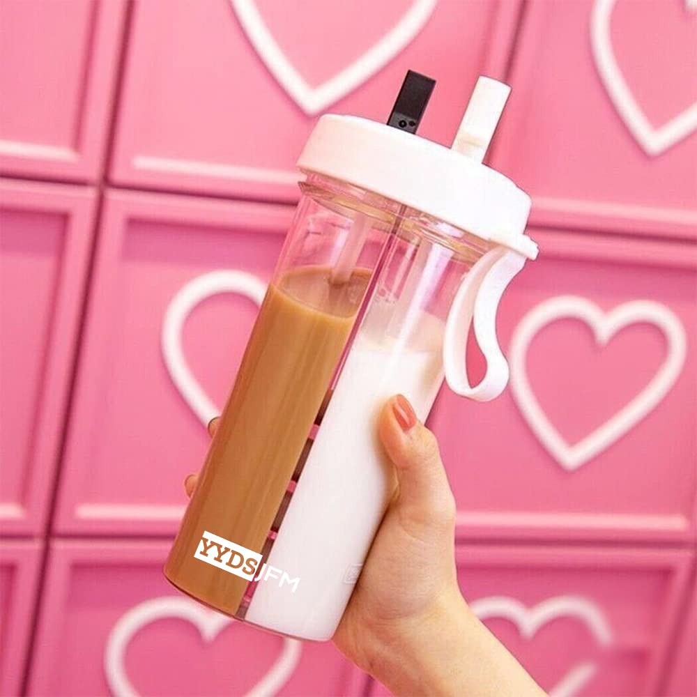 HAOHIZE 600ml Creative Water Cup - 2 Drinks In 1, Double Straws, Portable For Camping, Hiking, Travel, Office - View #10