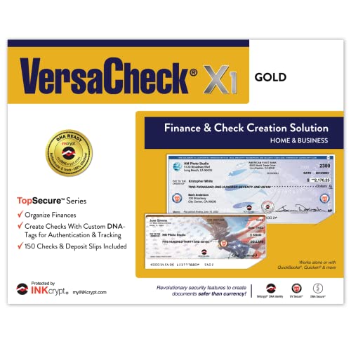 Image of VersaCheck HP Deskjet 2755 MX MICR All-in-One Check Color Printer Gold Check Printing Software Bundle, White (2755MX)