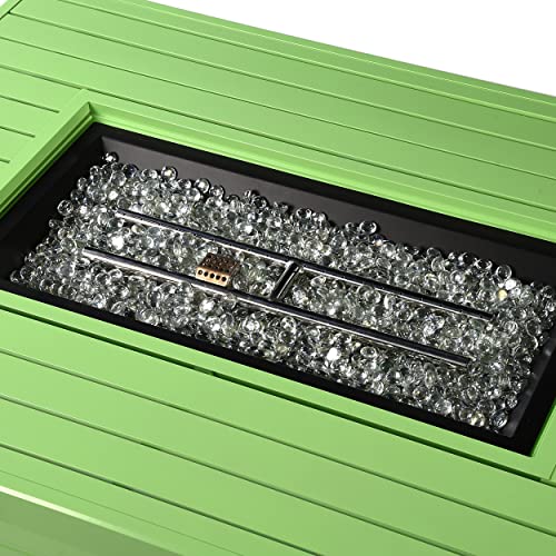 Image of Oakland Living Rectangular 48 in. x 36 in. Aluminum Propane Fire Pit Table, Glass Beads, Two Covers, Lid, 57,000 BTUs in Green Finish