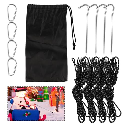 Lasuroa 4 Pcs Tent Stake Rope Tie Downs - Metal Tent Stakes for Camping, Repair Kit, Fixing Device