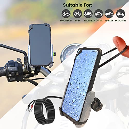 Image of GRAND PITSTOP Mobile Holder for Bikes, Motorcycle, Scooter, Bicycles, Wireless Jaw Grip Bike Mobile Holder for Maps and GPS Navigation with 360 Rotation Aluminium Handlebar Phone Mount-Silver