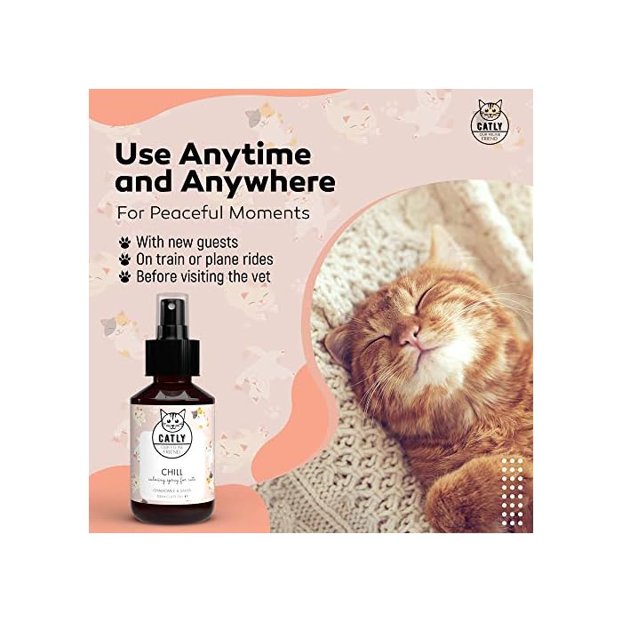 Catly Cat Calming Spray – Chamomile & Vitamin E Calming Spray for Cats – Effective Cat Stress Relief & Anxiety Solution, Ideal Pheromone Diffuser Alternative, Cat Nip-Infused Relaxer Spray, 100ml - Image 5