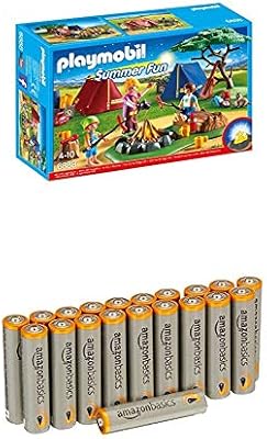 playmobil campsite with fire