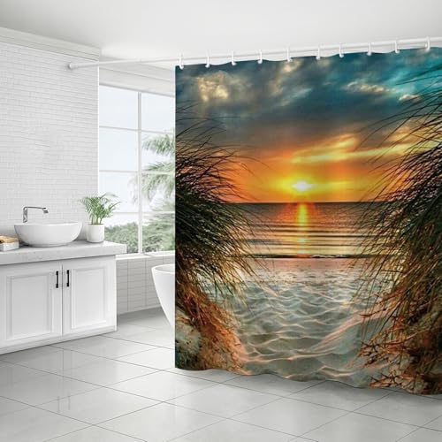 FAIRYGATE Shower Curtains for Garden Shower Curtain Mould Proof Resistant Water Repellant Fabric Polyester with 12 Plastic Hooks Bathroom Curtains B8805