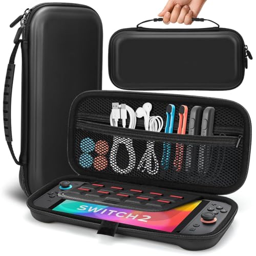 GXGM 1 Stück Geeignet für Switch 2 Tasche, Aufbewahrungstasche,Geeignet für Switch2 Aufbewahrungstasche,Reisetasche mit 10 Spielkassetten Zubehör, Tragetasche Schwarz
