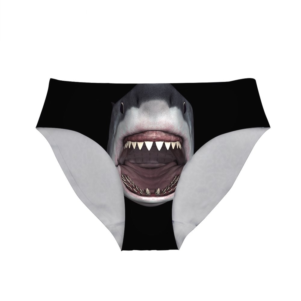 Hugs Idea Women's Shark Print Lady Sexy Underwear Briefs Breathable Panties Hipster S