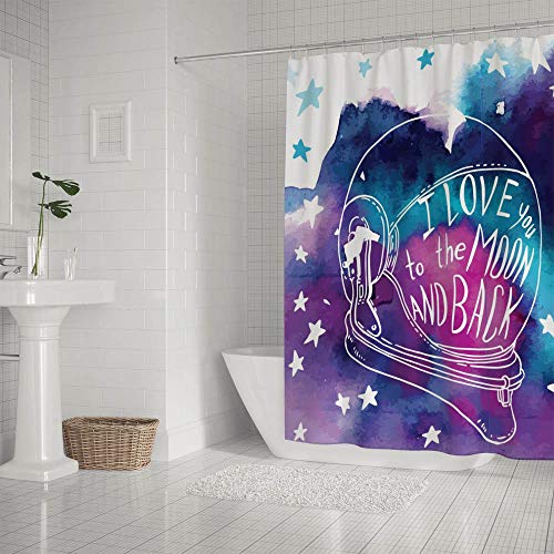 Rideau de douche lavable en machine imperméable tissu polyester astronaute - 3
