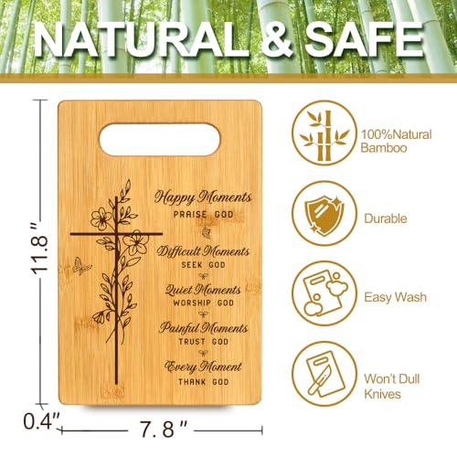 Tabla de Cortar Bambú con Diseños de Escrituras - Regalo de Cocina Inspirado en la Fe - Motivo Cruz Decoración Cristiana para Cumpleaños y Tiempo de Oración - Presente Espiritual para Mamá y Madrina Querida miniatura 2