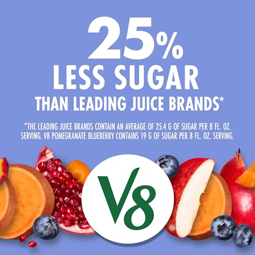 V8 Blends 100% Juice Pomegranate Blueberry Juice, Fruit and Vegetable Juice Blend, 46 Fl Oz Bottle - Image 5