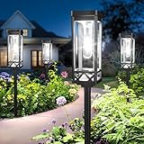 KOOPER Taller Solar Pathway Lights Outdoor, 8 Pack Upgraded Brighter Solar Garden Lights Solar Powered, Up to 15 Hours Outdoor Solar Lights for Yard Landscape Path Walkway Driveway （Cool White）