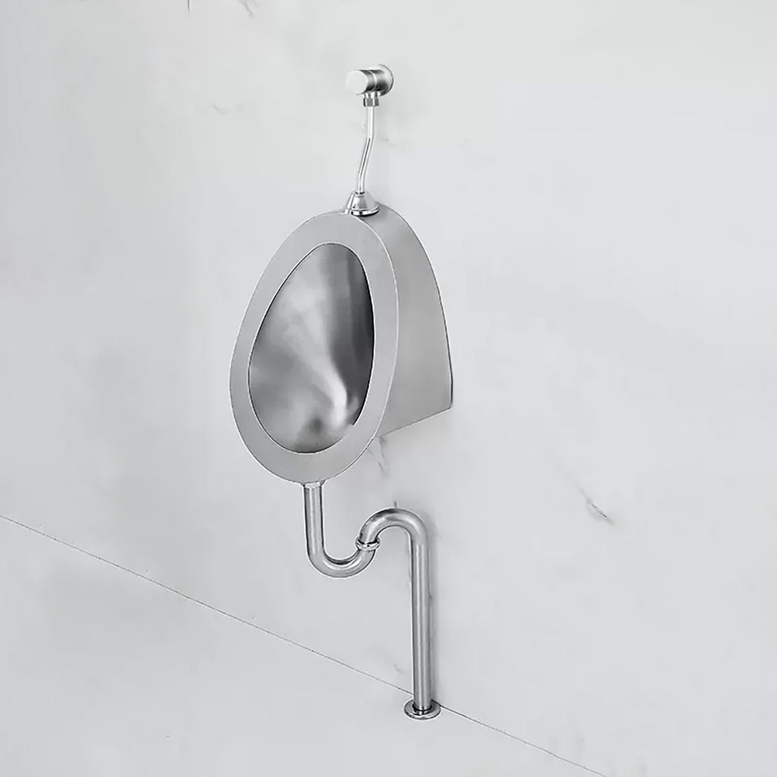Urinario de acero inoxidable 304 montado en la pared, urinario de descarga para hombre con válvula de descarga, urinario comercial de salpicaduras de alta eficiencia, para inodoro público, Ho