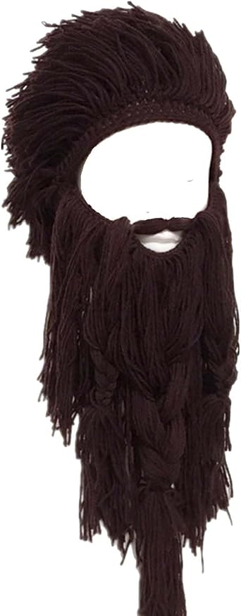 Creative Barbarian Knit Beard Hat Funny Knit Hat Wig Beanie Hats Winter Beard Facemask