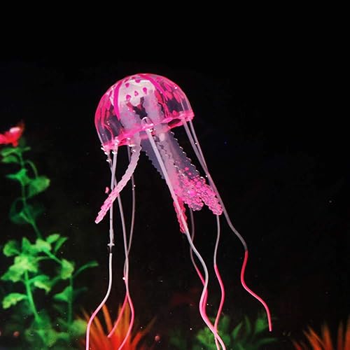 Miniatura 5 de SciencePurchase Paquete de 6 medusas artificiales de neón flotantes, decoración de acuario para pecera
