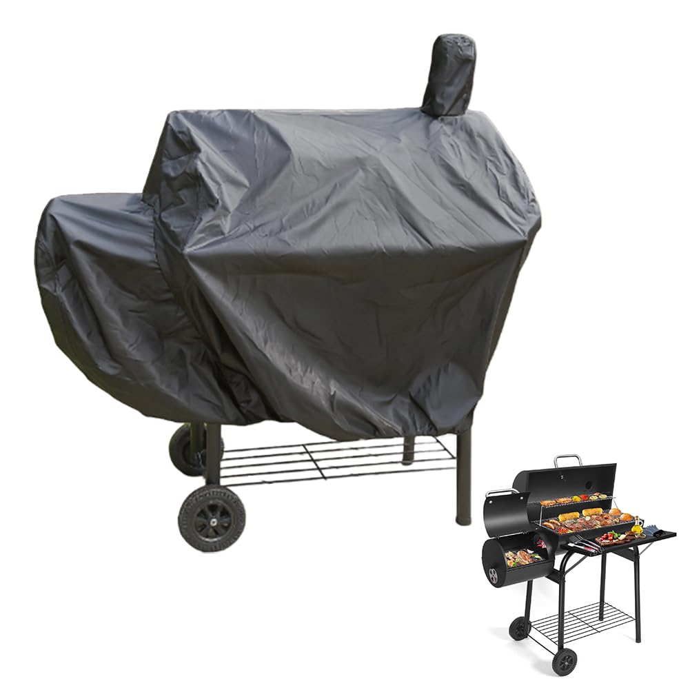 BBQ Cover Waterproof Heavy Duty: Outdoor Barbecue Cover with 210D Oxford Fabric Protection, Fits SUNLIFER Charcoal Grill with Offset Smoker Rip-Proof, UV & Water-Resistant (99x87x55CM)
