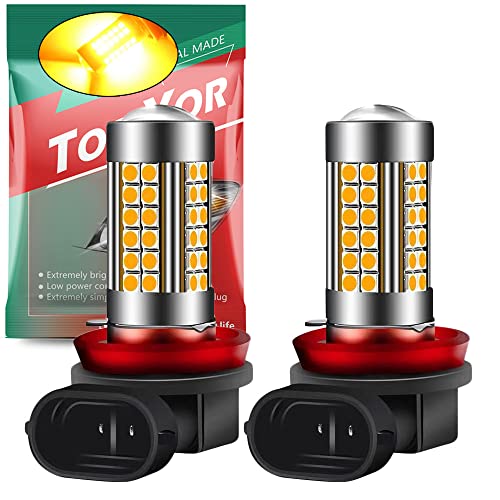 H11 H8 LED Fog Light Bulbs Yellow 3000K, H16 LED Fog Lights, 54 SMD Chips, Xtreme Super Bright, 50000 Hours Lifespan, Easy Installation Fog light Bulb Replacement for Car, Truck, Vehicle, Pack of 2