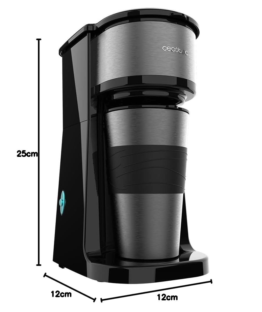 Cecotec Caffettiera a goccia con Thermos Portatile Coffee 66 Drop&Go. 700 W, Capacità 420 ml, Ugello antigoccia, Filtro permanente o di carta, Funzione autospegnimento, Serbatoio con finestra