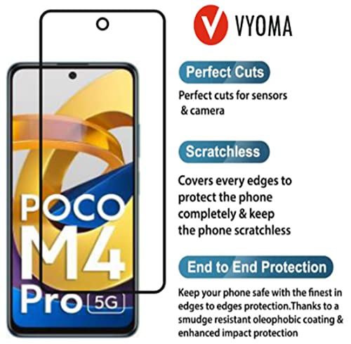Image of VYOMA Tempered Glass Screen Protector Compatible for Redmi Note 11 / Redmi Note 11T 5G / Poco M4 Pro 5G (Black) Edge to Edge Coverage with Easy Installation kit