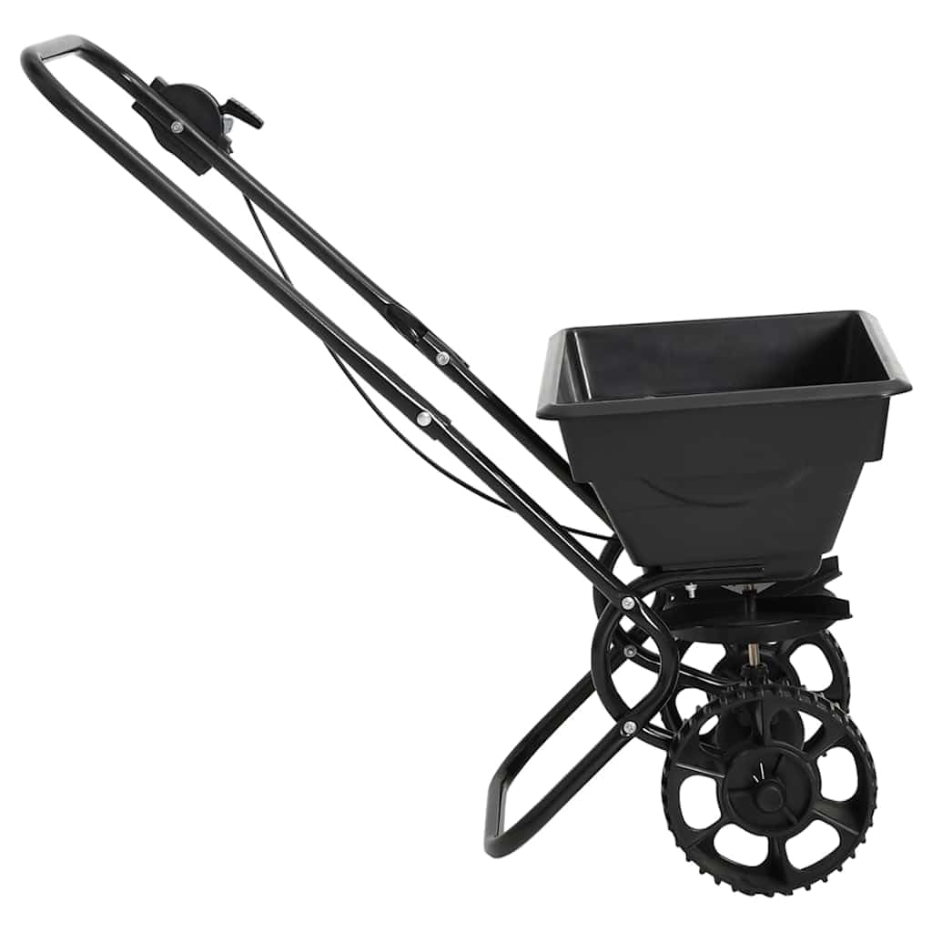 Ręczna solniczka z PCW i rama stalowa 80 x 46 x 75 cm 15 l model przesuwny, z 10 poziomami prędkości rozpraszania, do ogrodu, na podwórko, wjazd, do służby zimowej