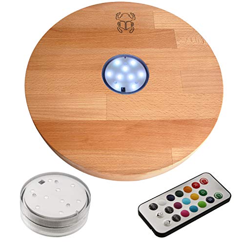 Kaya LED Untersetzer, mit LED und Fernbedienung, Wasserpfeifen Zubehör (Buche, Ø 30cm) – Bild 6