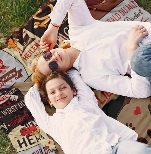 YESTUTI Dackel Geschenke, Dackel Geschenke für Dackel-Liebhaber, Dackel Geschenke für Frauen Männer, Dackel Deko, Dackel-Liebhaber Geschenke, Dackel Mama/Papa Geschenk, Dackel Kuscheldecke 150x130CM