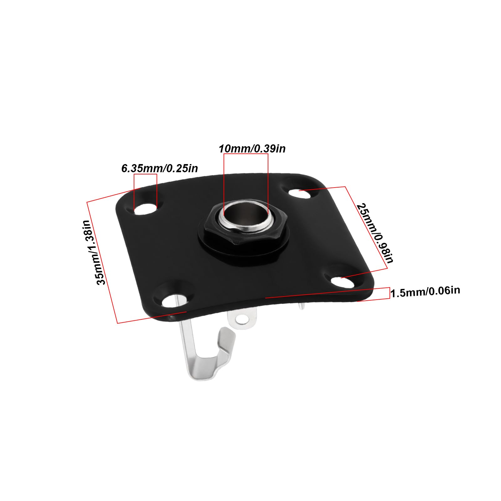 Briny River 2Pcs 1/4 Output Jack Plate Input Jack Socke 35x25x10mm 6.35mm Compatible with Les Paul, Black - Image 4