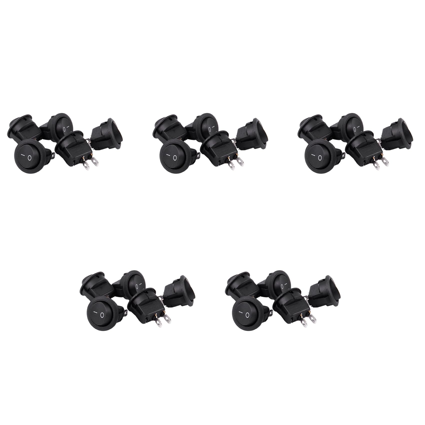 Jnchdghwa Black 25Pcs Spst Button On/Off Round Rocker Switch Ac 6A/250V 10A/125V